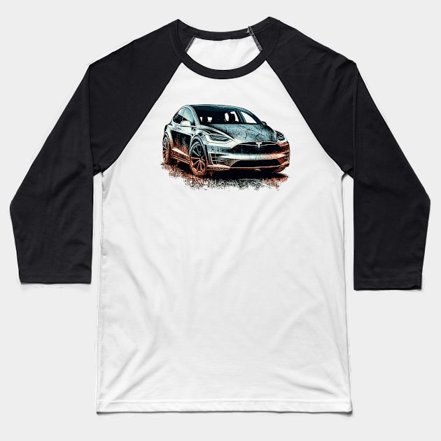 Tesla Model X Baseball T-Shirt by Vehicles-Art